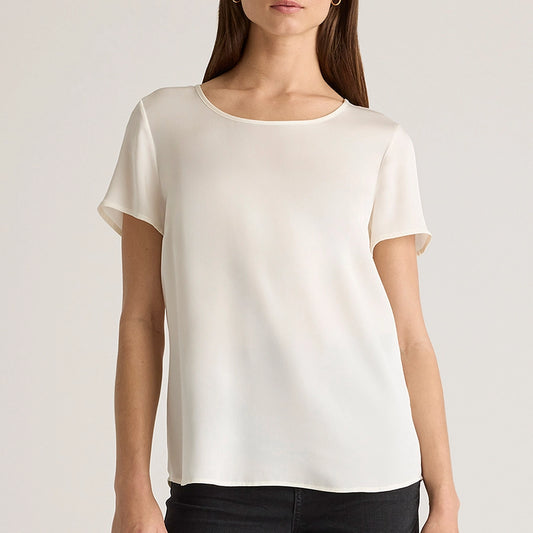 Silk Stretch Split Neck Blouse - Washable